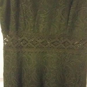 Boho Chic dark green lace maxi dress M NWT